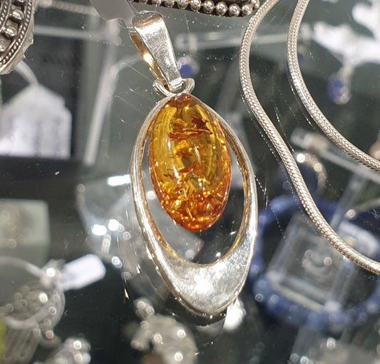 Amber Pendant in 925 Silver