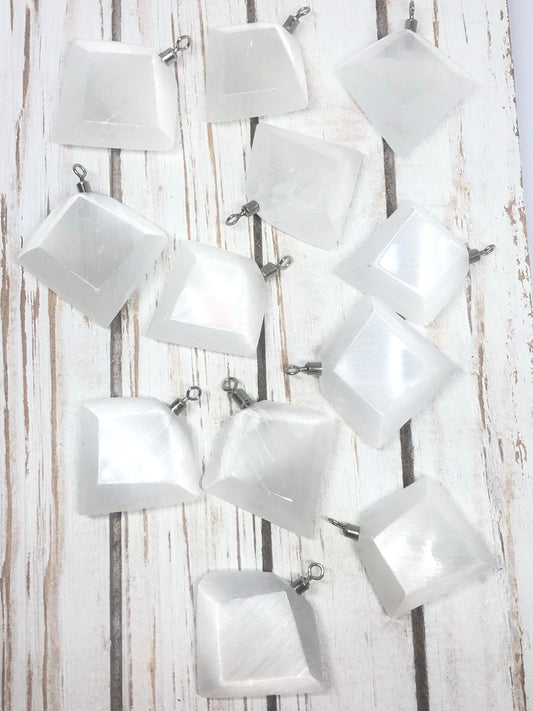 Selenite “Diamond” Pendants
