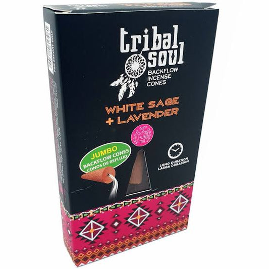 BACKFLOW INCENSE TRIBAL SOUL JUMBO CONES WHITE SAGE LAVENDER