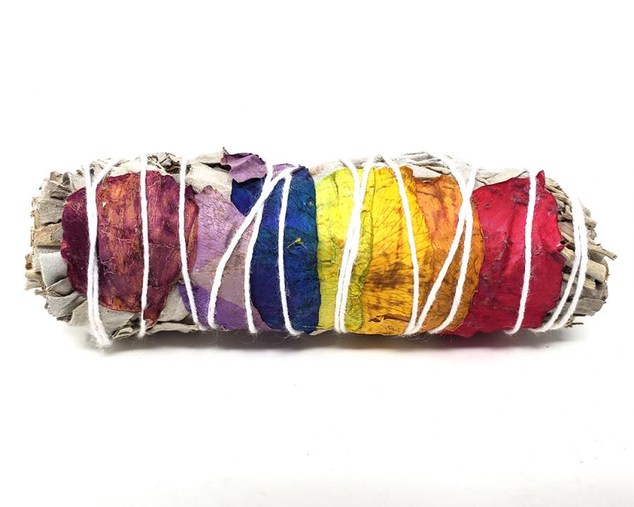 Flower Sage Stick with Chakra Petals - Certified Organic