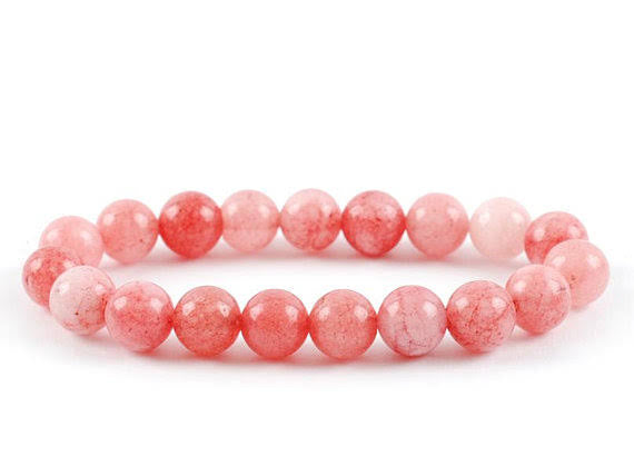 Cherry Quartz Crystal Bead Bracelet