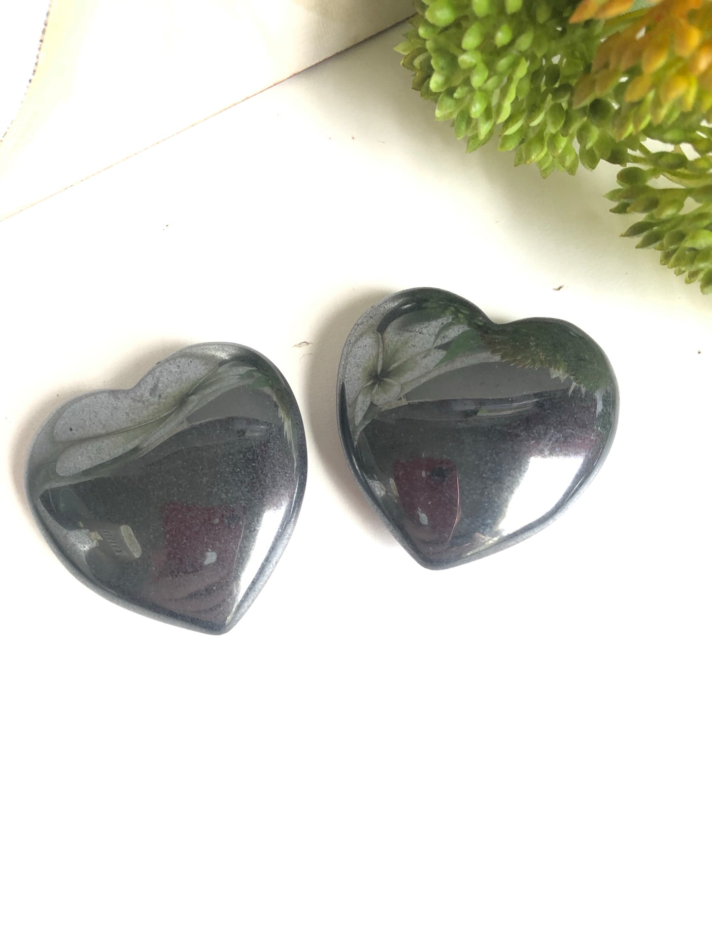 Hematite Puffy Hearts Crystal
