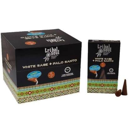 BACKFLOW INCENSE TRIBAL SOUL JUMBO CONES WHITE SAGE PALO SANTO