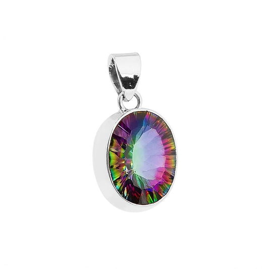 Mystic Topaz Pendant Oval with Sterling Silver