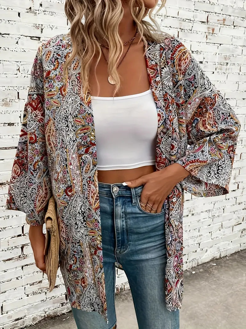 Paisley Kimono Bohemian Red Tunic