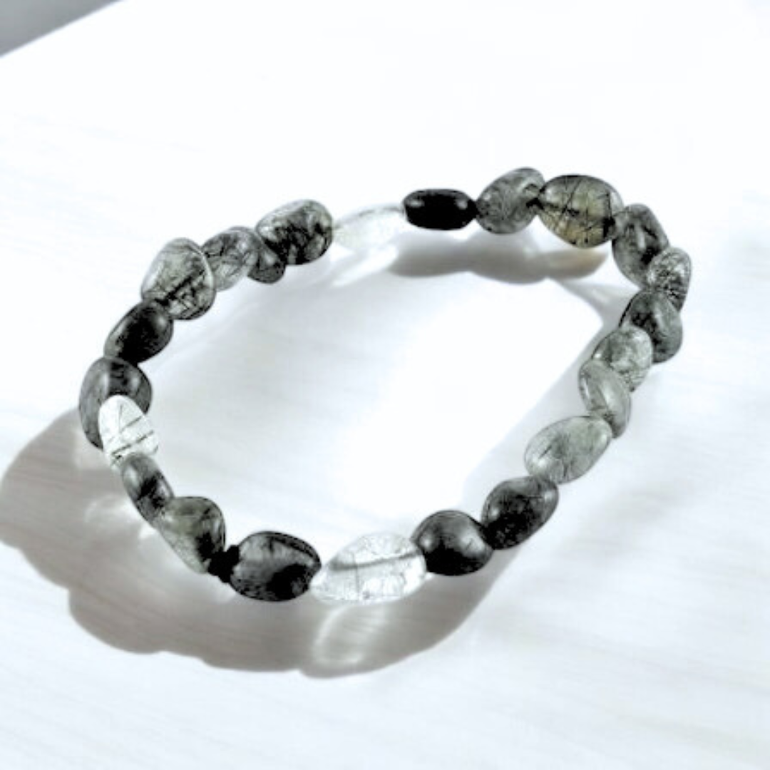 Tourmaline in Quartz Nugget Bracelets
