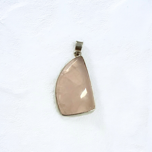 Rose Quartz Aztec Silver Pendant