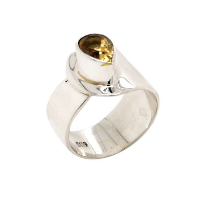 Citrine & Silver Adj Ring