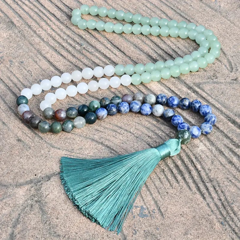 Bohemian Style Chrysocolla  Aventurine Sodalite Mala