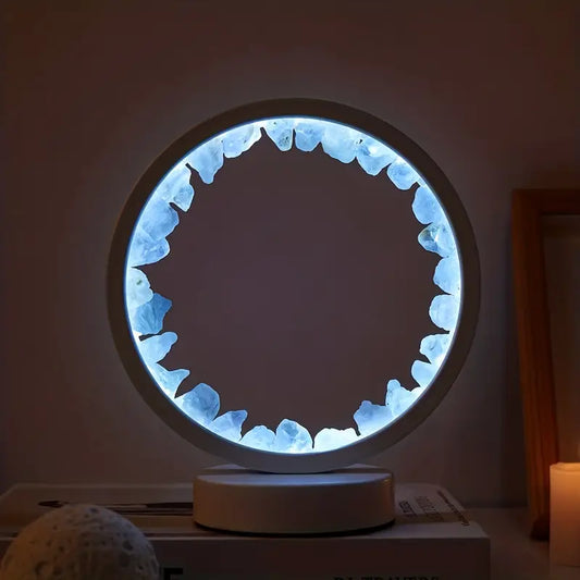 Celestite Crystal Circular Lamp