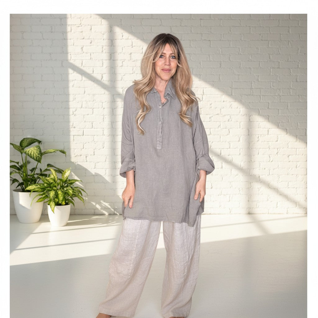 Linen Tunic - Italian - Mocha