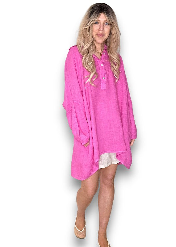 Linen Tunic - Italian - Hot Pink