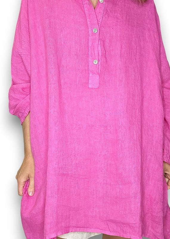 Linen Tunic - Italian - Hot Pink