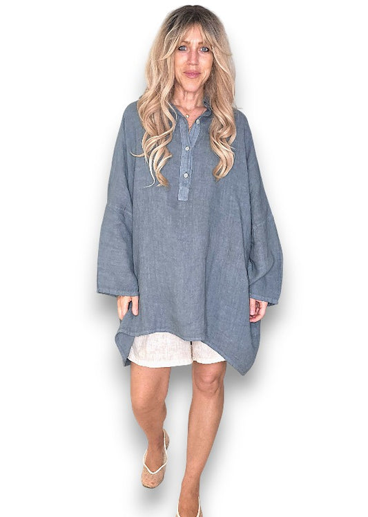 Linen Tunic - Italian - Coastal Grey