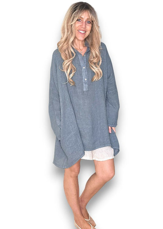 Linen Tunic - Italian - Coastal Grey