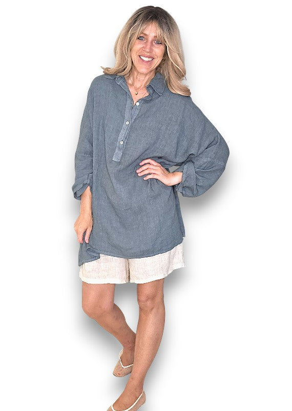 Linen Tunic - Italian - Coastal Grey