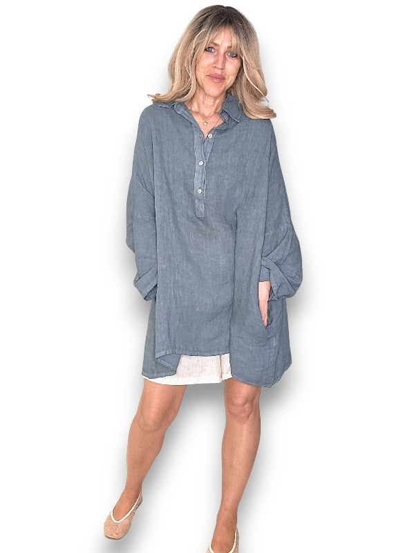 Linen Tunic - Italian - Coastal Grey