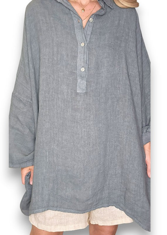 Linen Tunic - Italian - Coastal Grey