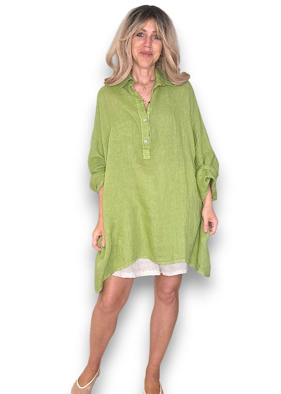 Linen Tunic - Italian - Coastal Green