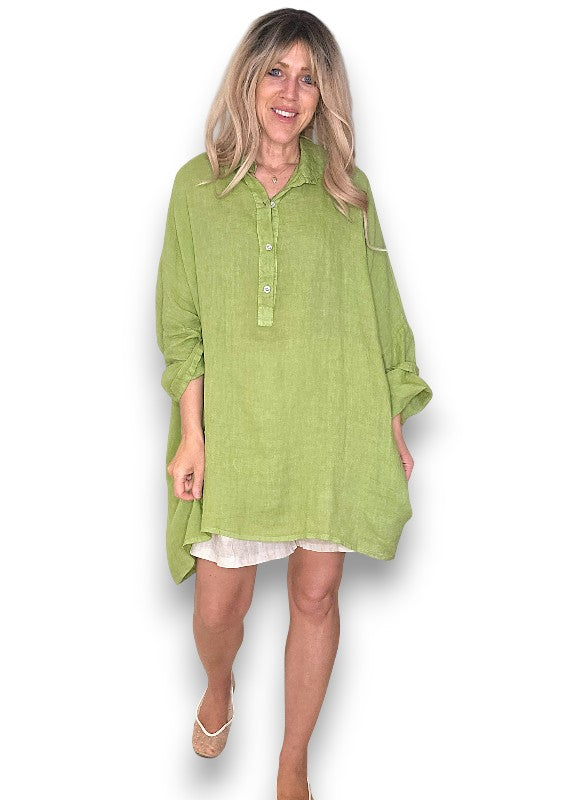 Linen Tunic - Italian - Coastal Green