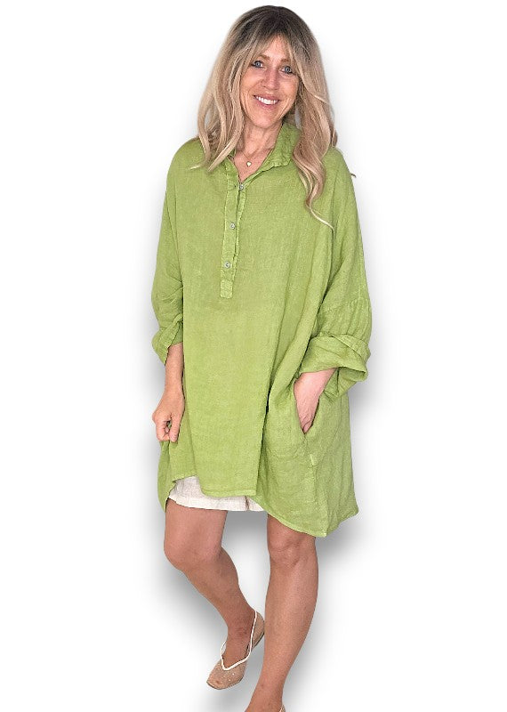 Linen Tunic - Italian - Coastal Green