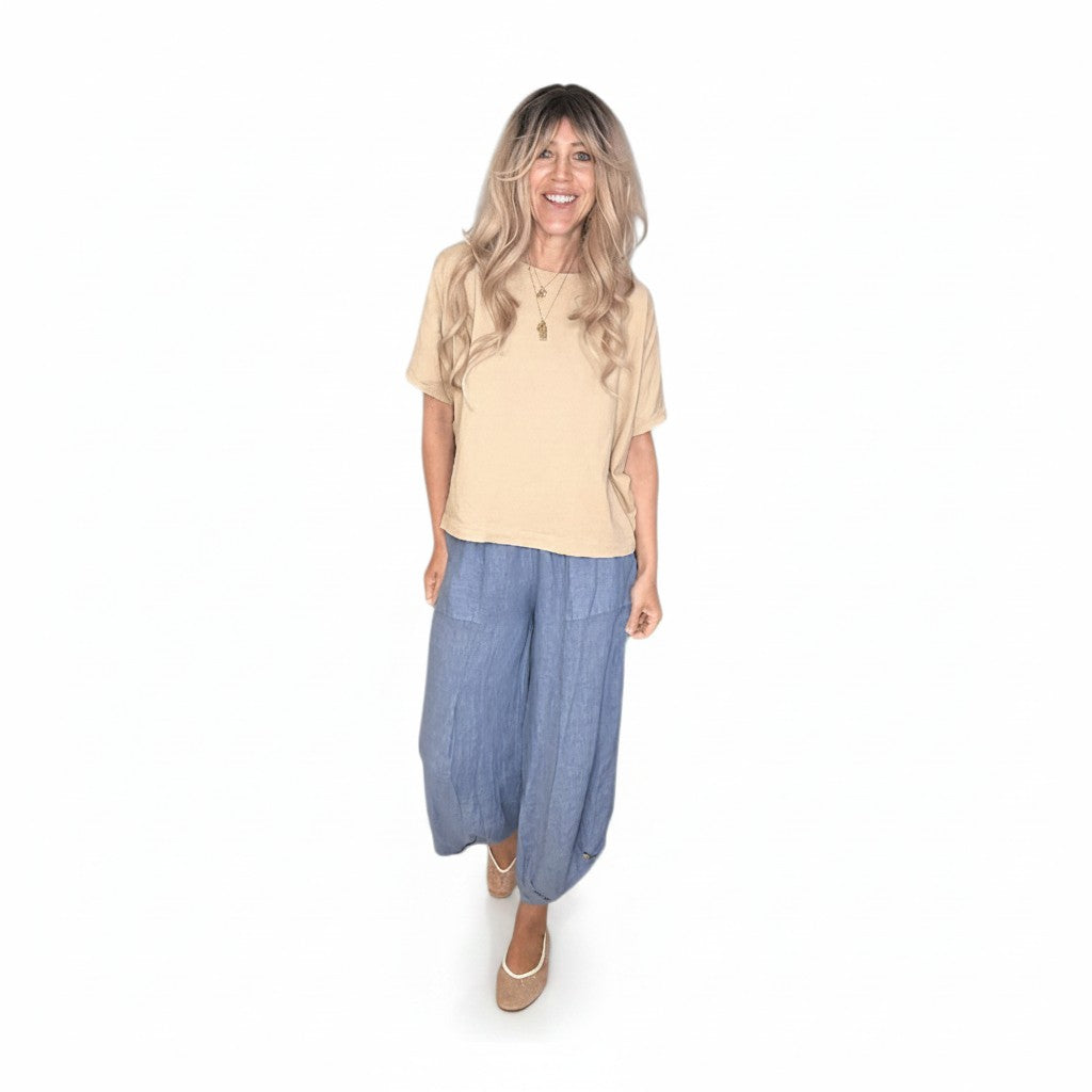 Linen Pants - Italian Petrol