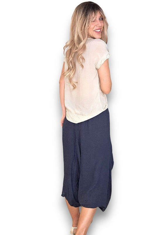 Linen Normandie Pants - Navy