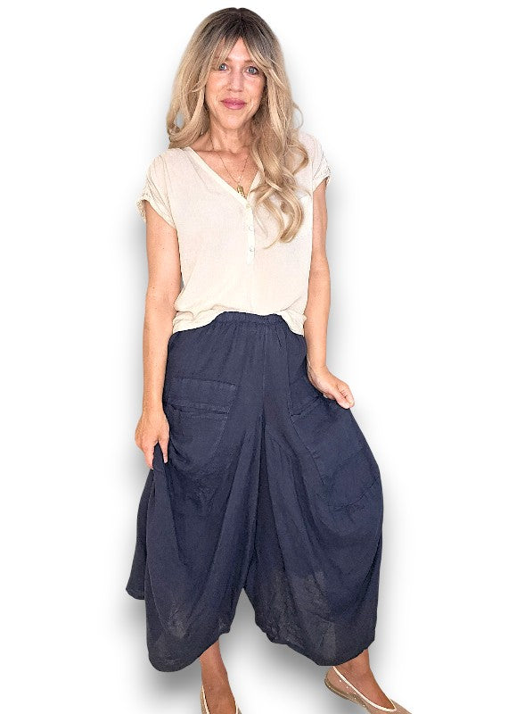 Linen Normandie Pants - Navy