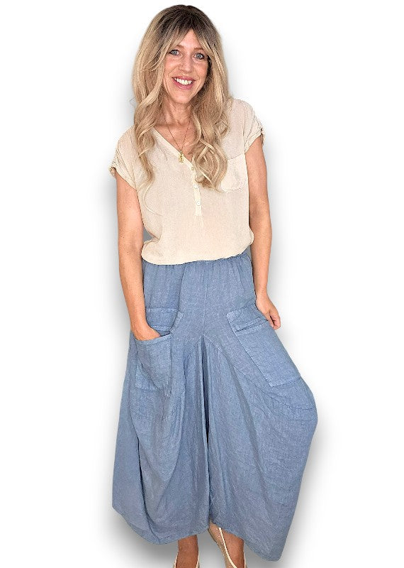 Linen Normandie Pants - Coastal Blue