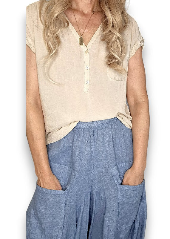 Linen Normandie Pants - Coastal Blue