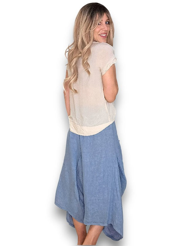 Linen Normandie Pants - Coastal Blue