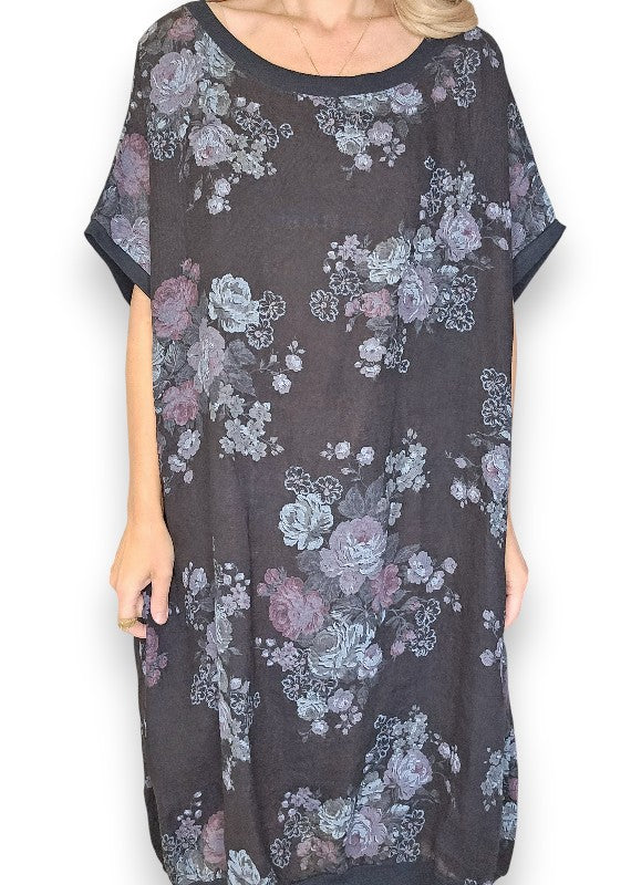 Linen High Tea Dress - Italian - Coastal Black