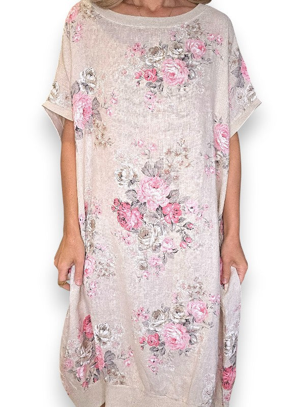Linen High Tea Dress - Italian - Coastal Beige