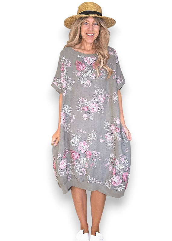 Linen High Tea Dress - Italian - Mocha