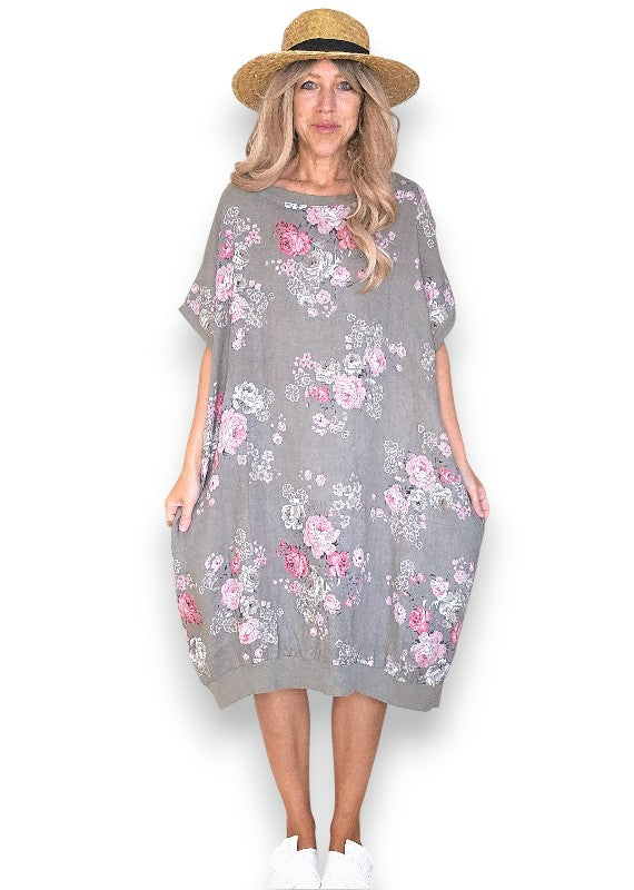 Linen High Tea Dress - Italian - Mocha