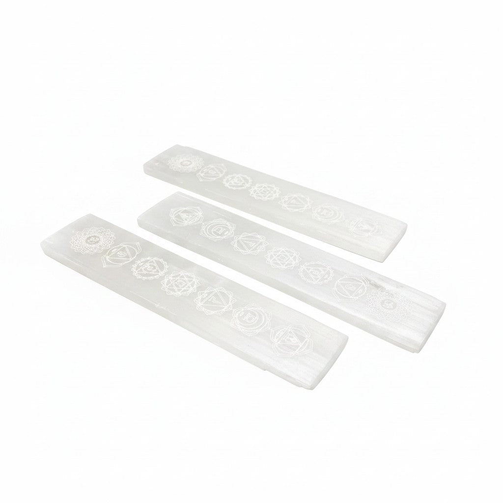 Selenite Charka Etched Plates