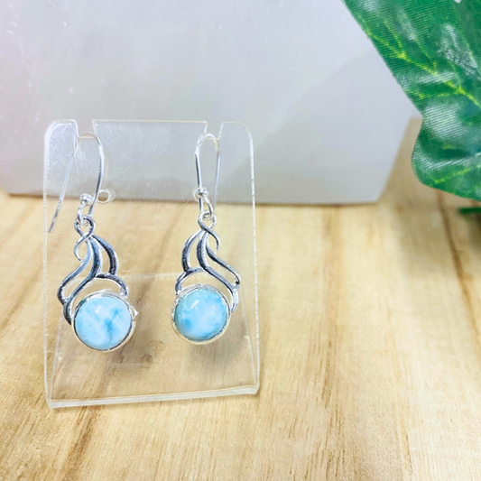 Larimar Swirl Silver Earrings