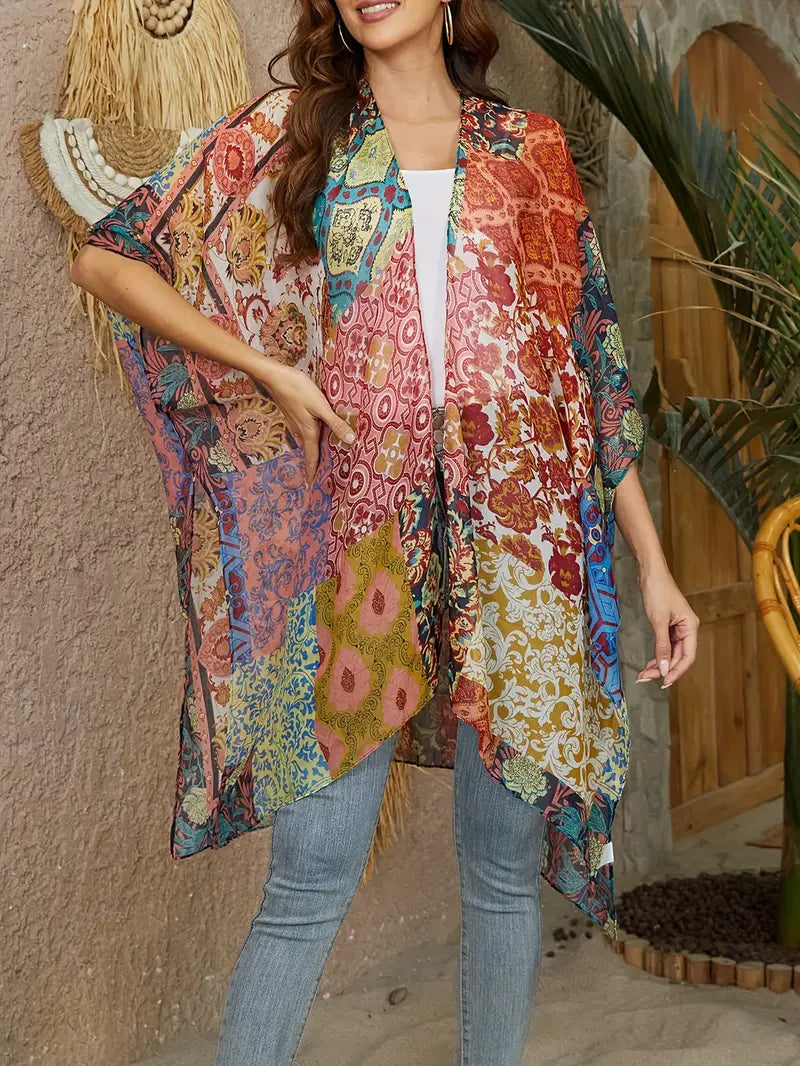 Bohemian Multi Coloured Tunic Wrap