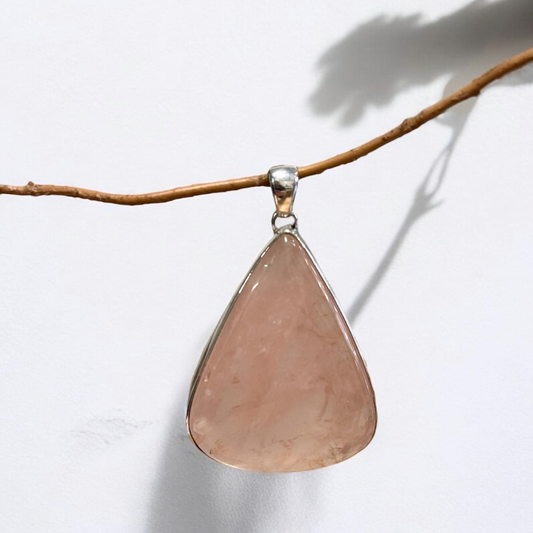 Rose Quartz Teardrop Pendant in Silver