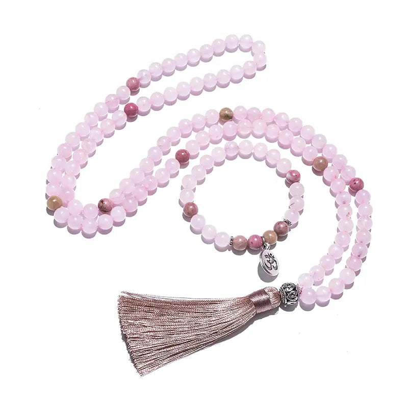 Bohemian Style Rose Quartz Mala Set