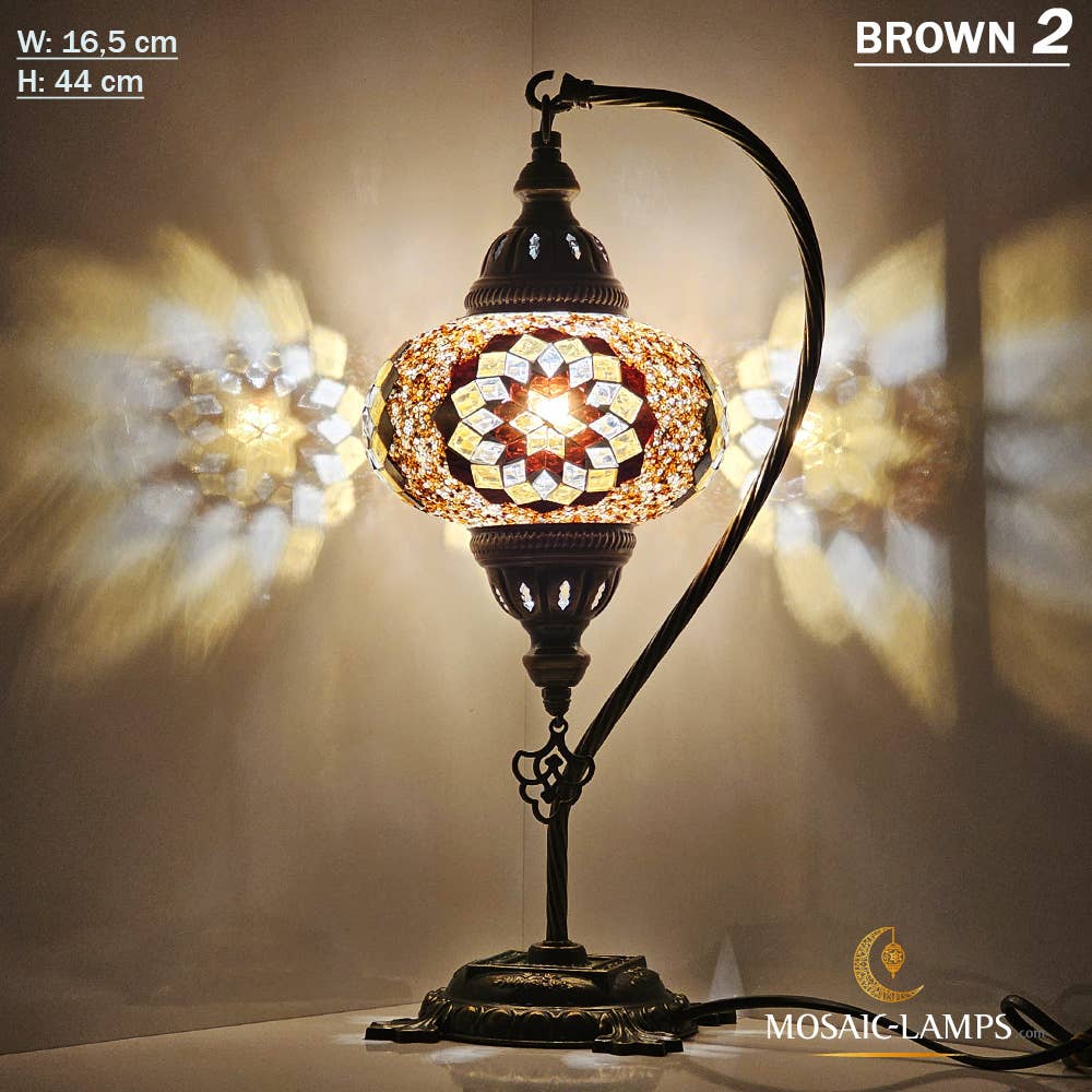Turkish Mosaic Lamp- Gooseneck BROWN 1