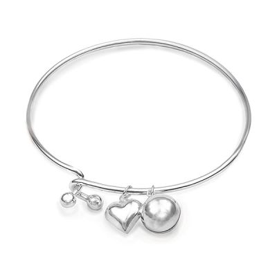 Silver Heart & Ball Bangle