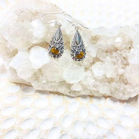 Tiger Eye Earrings Silver