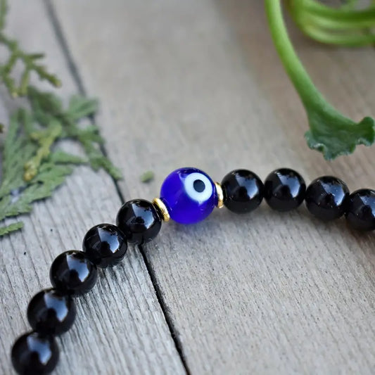 Evil Eye Black Tourmaline Gemstone Bracelet