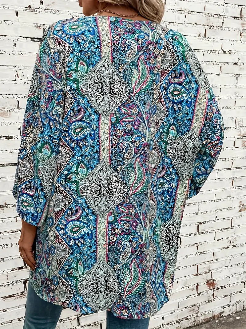 Paisley Kimono Bohemian Aqua Tunic