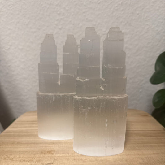 Selenite Twin Towers 15cm