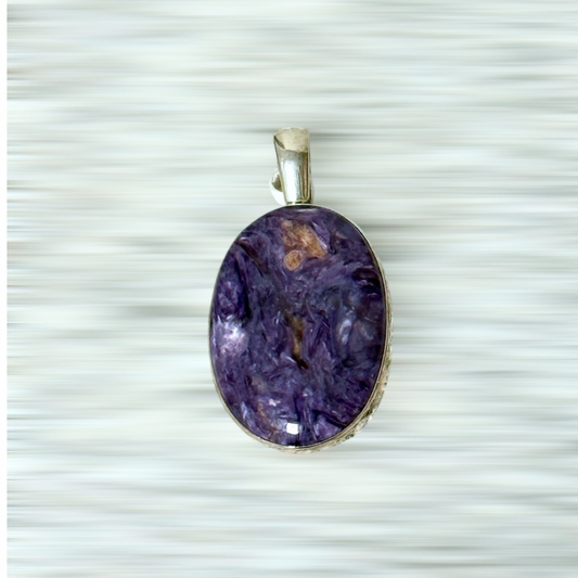 Charoite Oval Pendant Silver