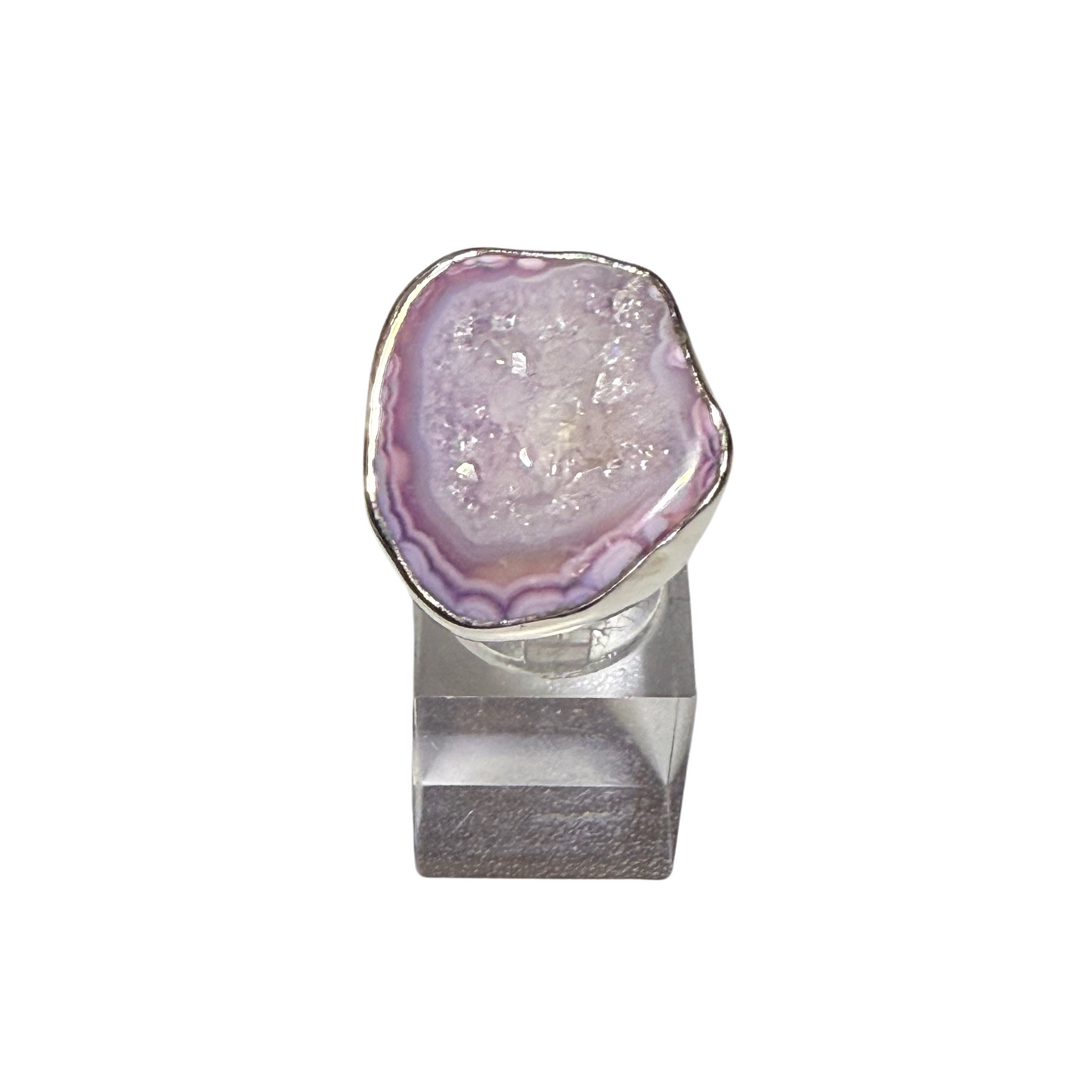 Amethyst Slice Ring Adjustable in Silver