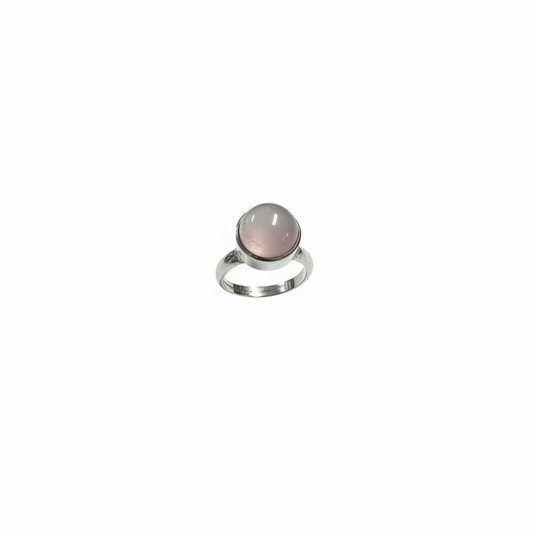 Rose Quartz Silver Oval Ring