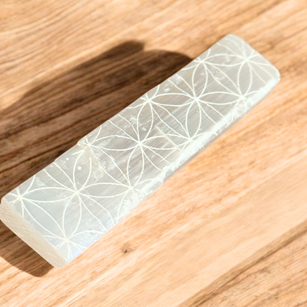 Selenite Stick Etched flower of life